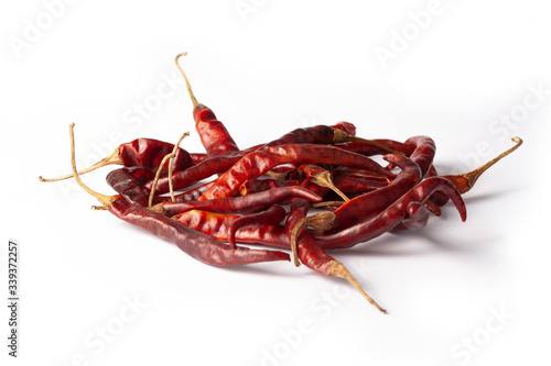 De Arbol Chilli cayenne dry Mexico hot pepper pod in white