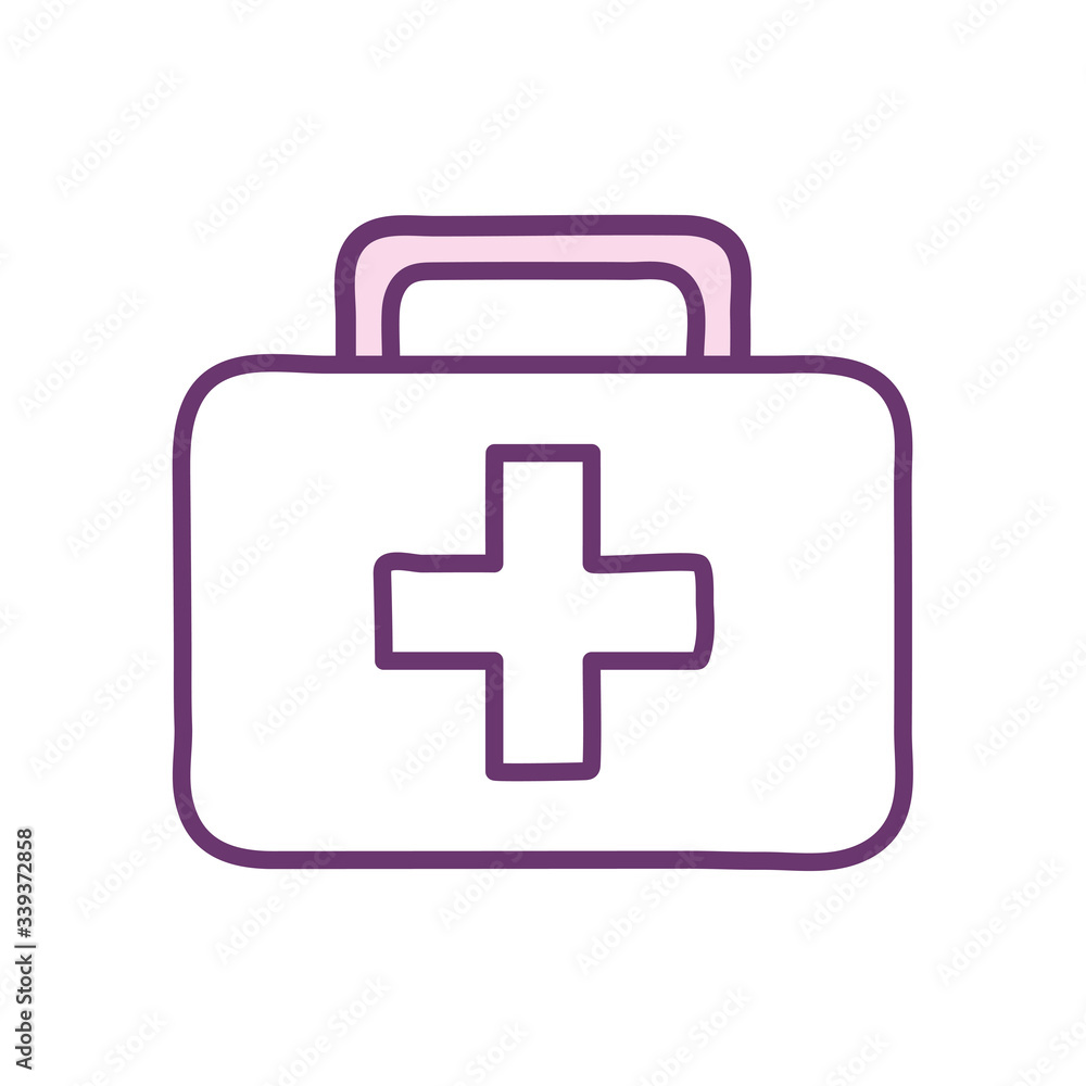 Medical kit with cross line style icon vector design Medical kit with cross line style icon vector design