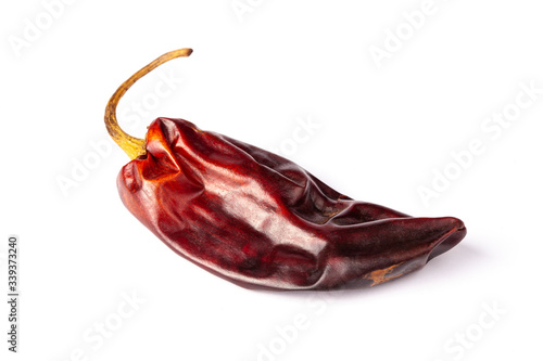 Guajillo Chilli cayenne dry Mexico hot pepper pod in white