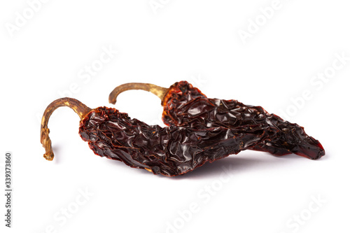 Chipotle Chilli cayenne dry Mexico hot pepper pod in white