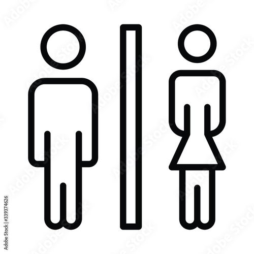 Public Washroom Sign Line Concept, Outdoor Toilet Symbol on white background,Vector Icon