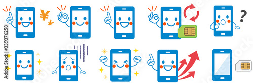 Smartphone comparison purchase character set illustration