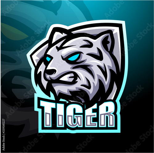 White tiger mascot esport logo design