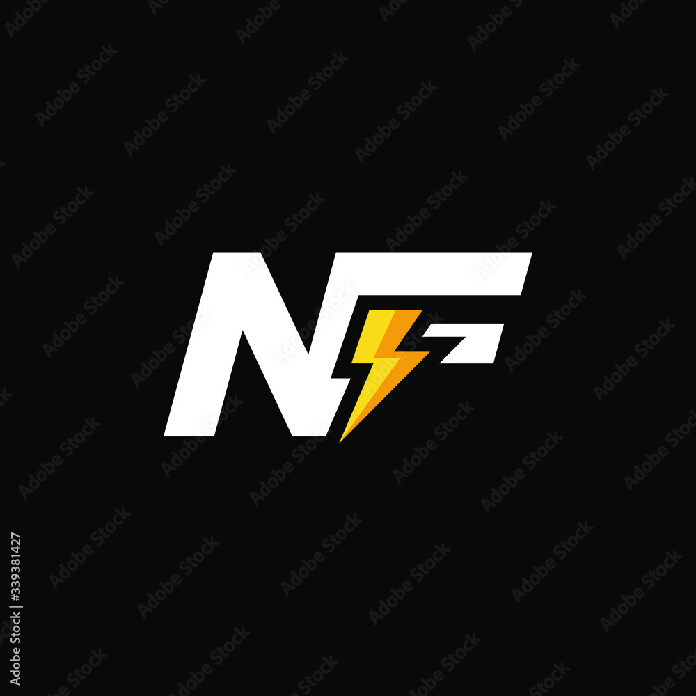 Initial Letter NF with Lightning Initial Letter NF with Lightning