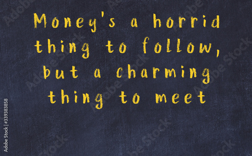 Canvas Print Chalk inscription of smart quote on black desk