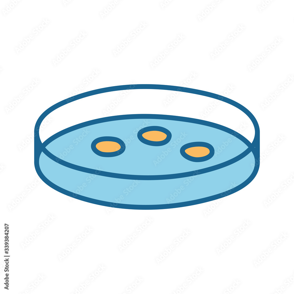 Virus inside plate line and fill style icon vector design Virus inside plate line and fill style icon vector design