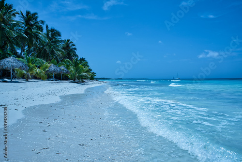 Fototapeta Naklejka Na Ścianę i Meble -  Tropical beach in Saona island in the caribbean sea (Dominican Republic).