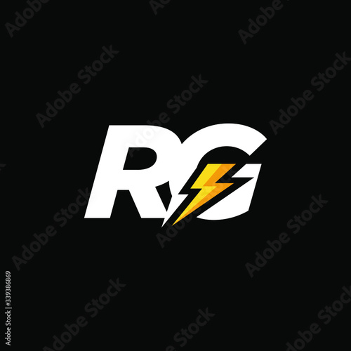 Initial Letter RG with Lightning