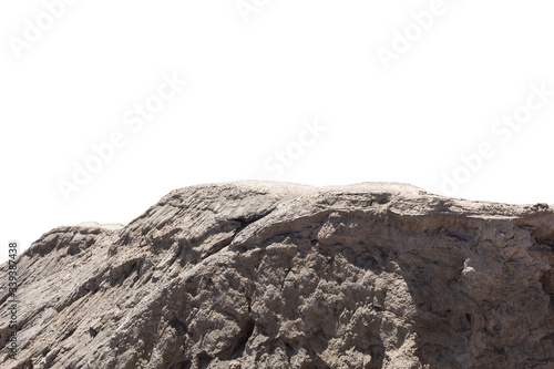 Layer of ground or cliff stone located part of the mountain rock isolated on white background. © kamonrat