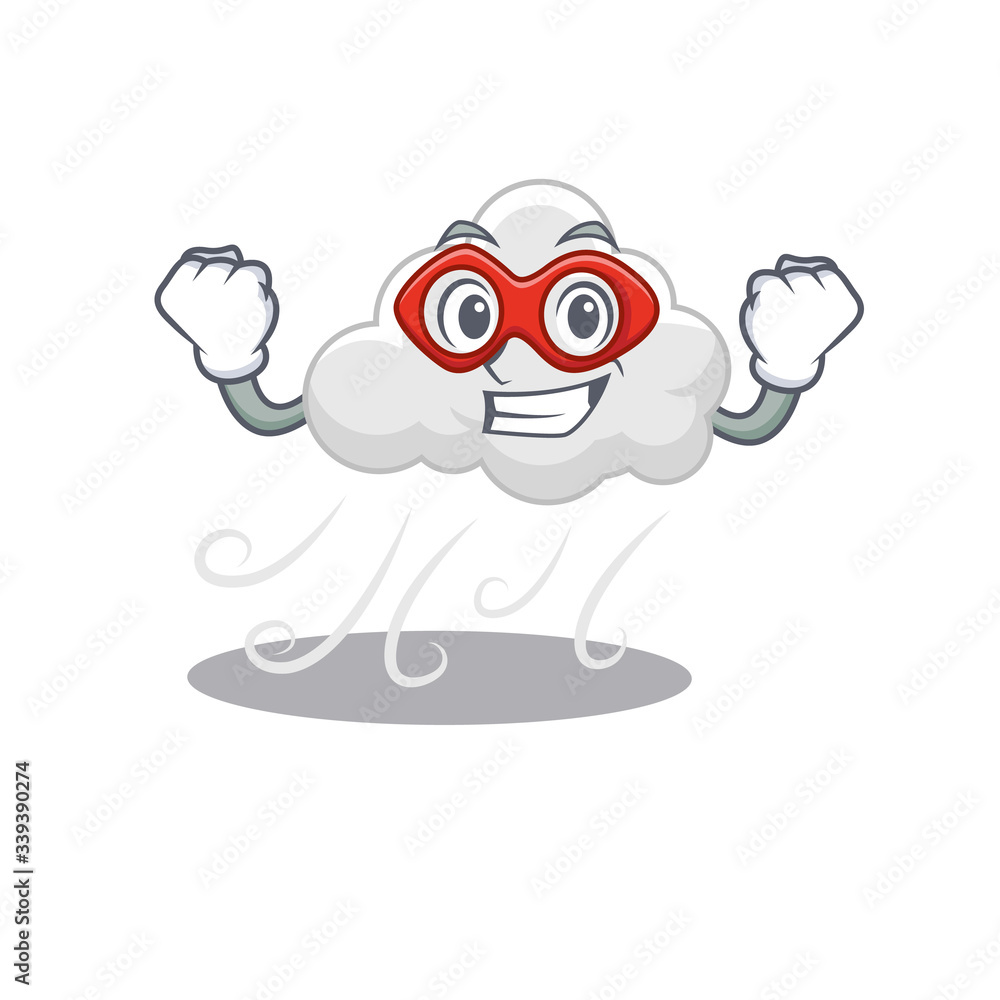 A cartoon character of cloudy windy performed as a Super hero A cartoon character of cloudy windy performed as a Super hero