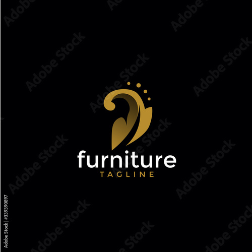 luxury furniture, interior, decoration logo template design