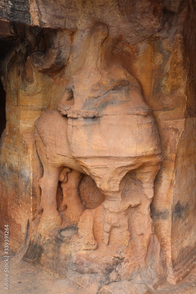 Obraz premium Cave of udaygiri at Bhubaneswar in odisha, India. Historical place of Odisha.