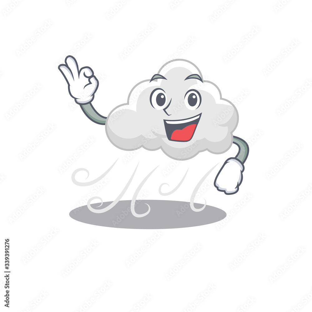Cloudy windy mascot design style with an Okay gesture finger Cloudy windy mascot design style with an Okay gesture finger