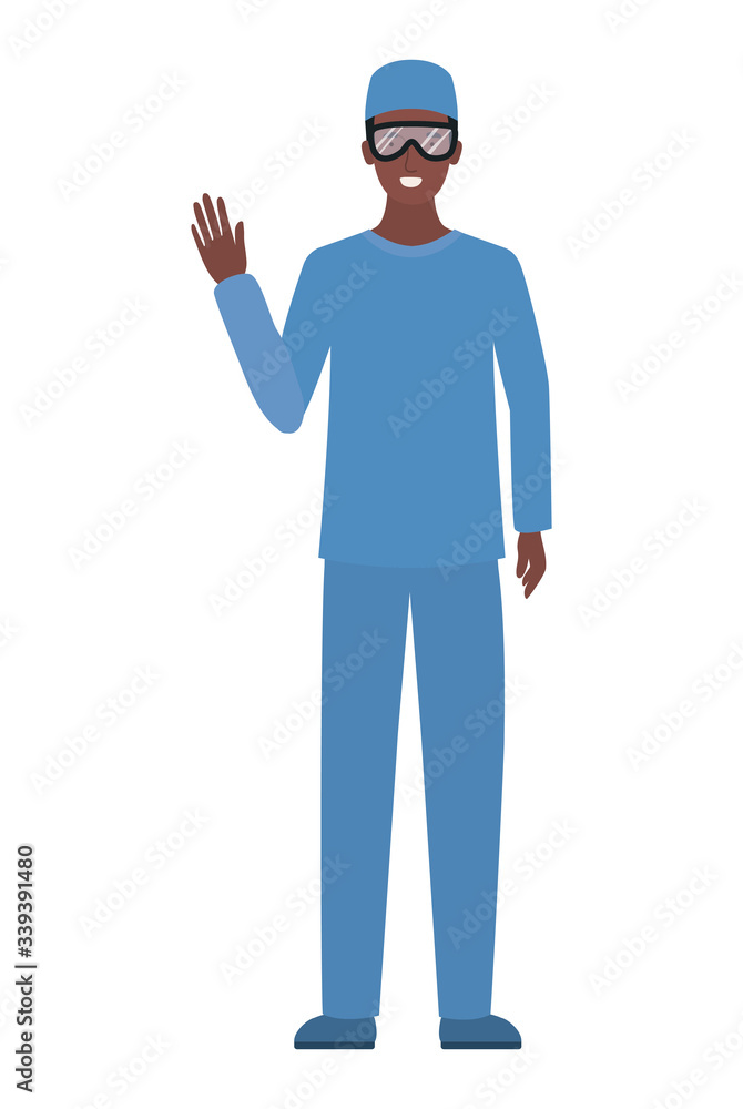 Man doctor with uniform hat and glasses vector design
