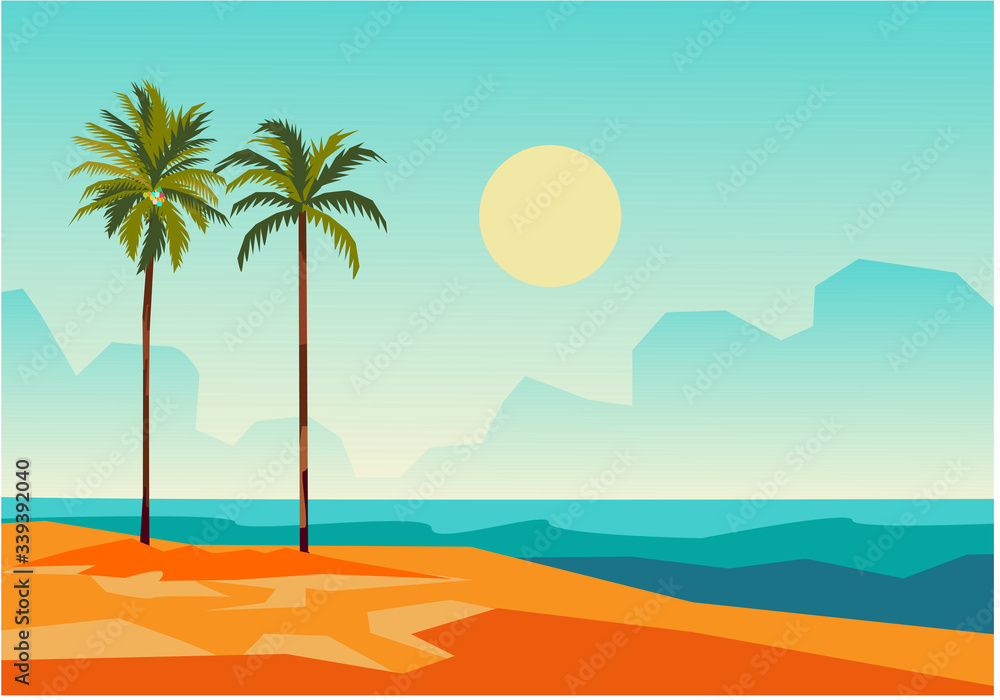 tropical beach vector illustration