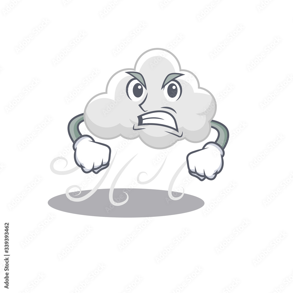 Mascot design concept of cloudy windy with angry face Mascot design concept of cloudy windy with angry face
