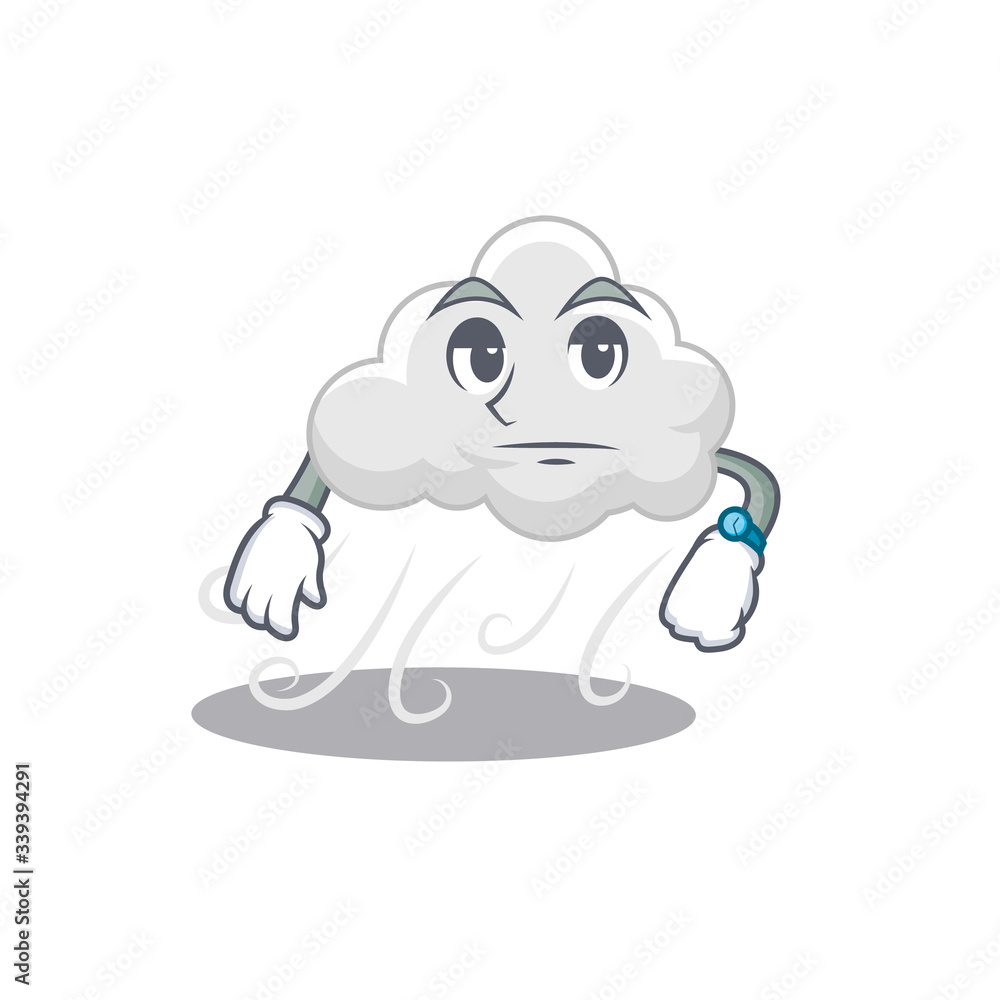 Mascot design of cloudy windy showing waiting gesture Mascot design of cloudy windy showing waiting gesture