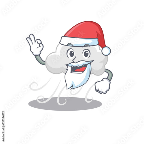 Cloudy windy Santa cartoon character with cute ok finger © kongvector