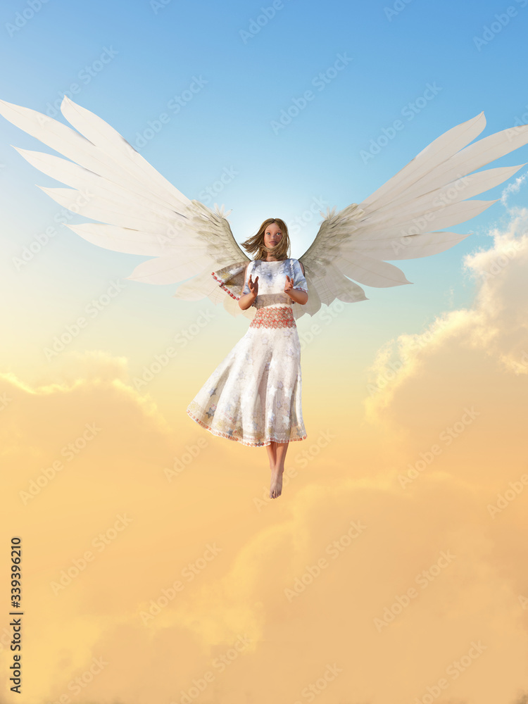 Ταπετσαρία A guardian angel spreads its wings and flies among the heavens