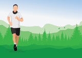 Running men and women sports background, Running vector illustration.