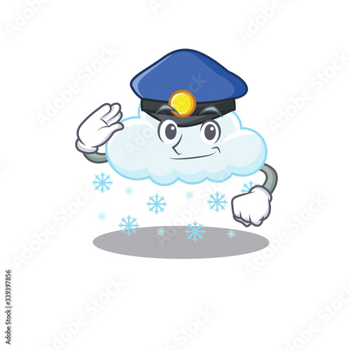 Police officer mascot design of snowy cloud wearing a hat photo