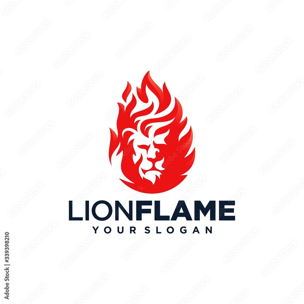 Lion flame fire logo design vector illustration Lion flame fire logo design vector illustration