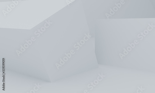 White Minimalist primitive geometrical abstract background, Stylish trendy illustration Podium, stand, showcase on pastel color for premium product. 3d render.