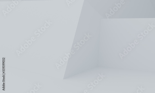 White Minimalist primitive geometrical abstract background, Stylish trendy illustration Podium, stand, showcase on pastel color for premium product. 3d render.