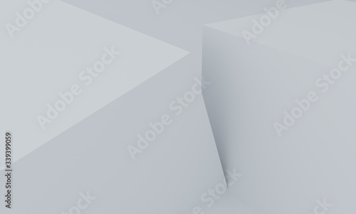 White Minimalist primitive geometrical abstract background, Stylish trendy illustration Podium, stand, showcase on pastel color for premium product. 3d render.
