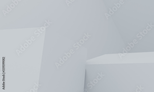 White Minimalist primitive geometrical abstract background, Stylish trendy illustration Podium, stand, showcase on pastel color for premium product. 3d render.