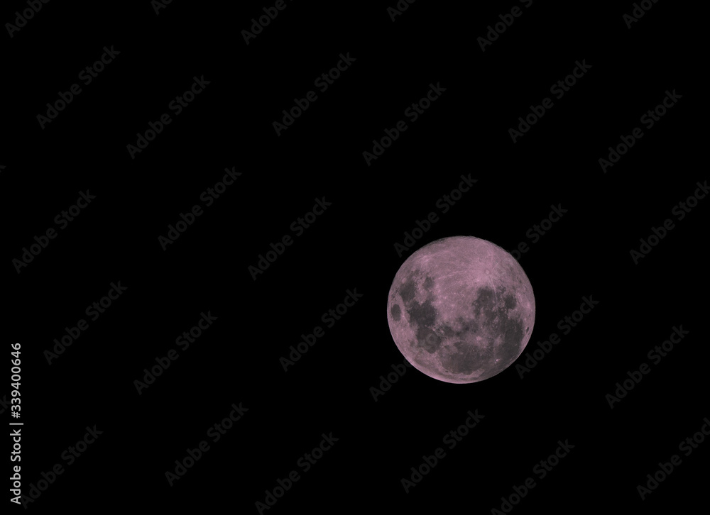 Obraz premium Pink Full moon space milky way