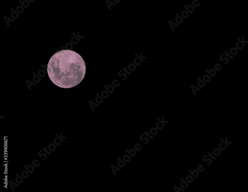 Pink Full moon space milky way