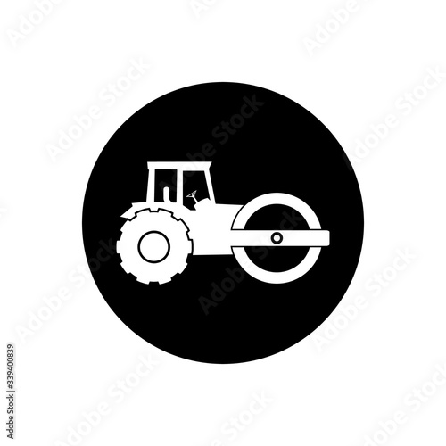 Steamroller truck Rounded Icon. Editable Vector EPS Symbol Illustration.