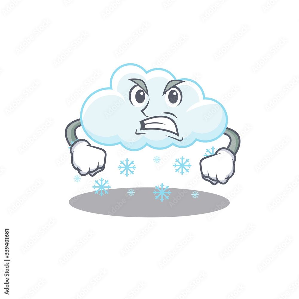 Mascot design concept of snowy cloud with angry face Mascot design concept of snowy cloud with angry face