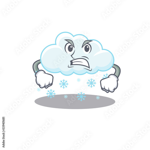 Mascot design concept of snowy cloud with angry face