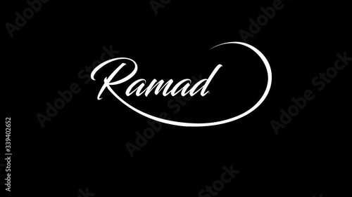 Ramadan English Calligraphy Text write-on Animation  Transparent Black Screen and Alpha matte 