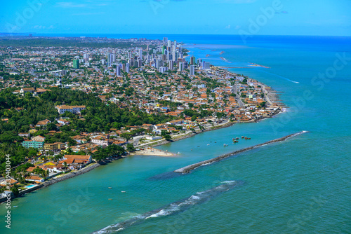 Milagres beach, Olinda, near Recife, Pernambuco, Brazil on March 1, 2014. Aerial view © Cacio Murilo