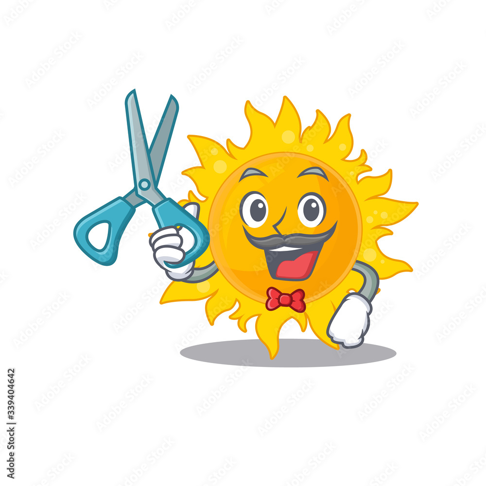 Sporty summer sun cartoon character design with barber