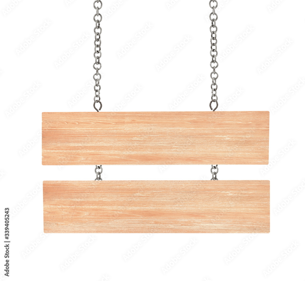 close up of a wooden sign with chain on white background close up of a wooden sign with chain on white background