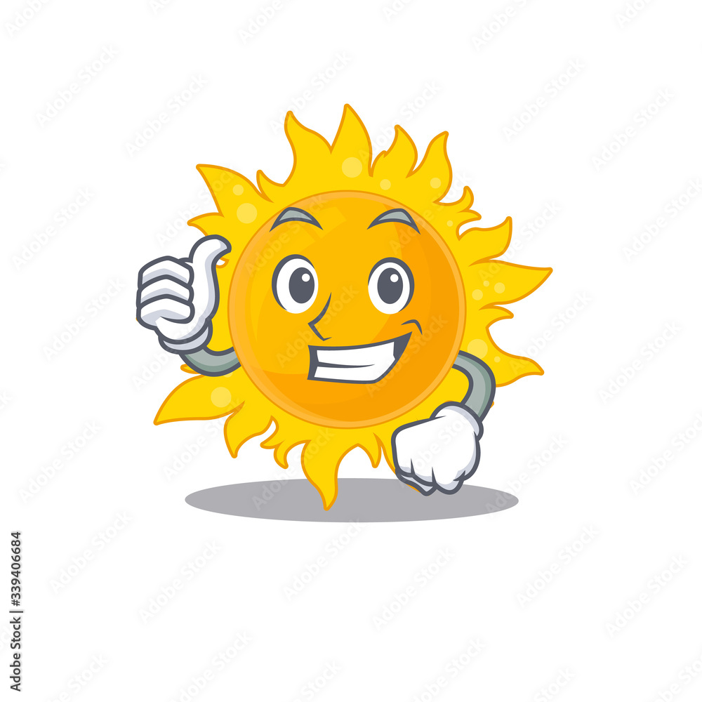 Summer sun cartoon character design making OK gesture