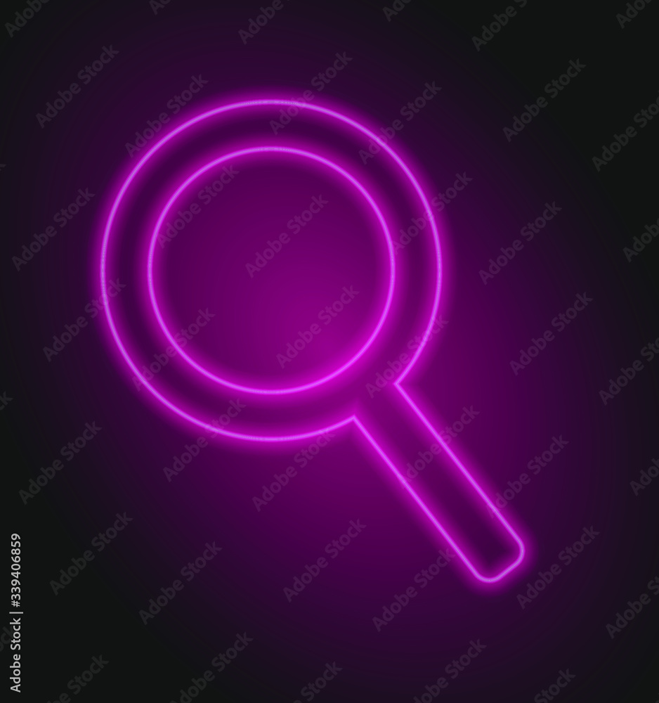 magnifying glass icon in neon style. Simple thin line, outline vector of education icons for UI and UX, website or mobile application magnifying glass icon in neon style. Simple thin line, outline vector of education icons for UI and UX, website or mobile application