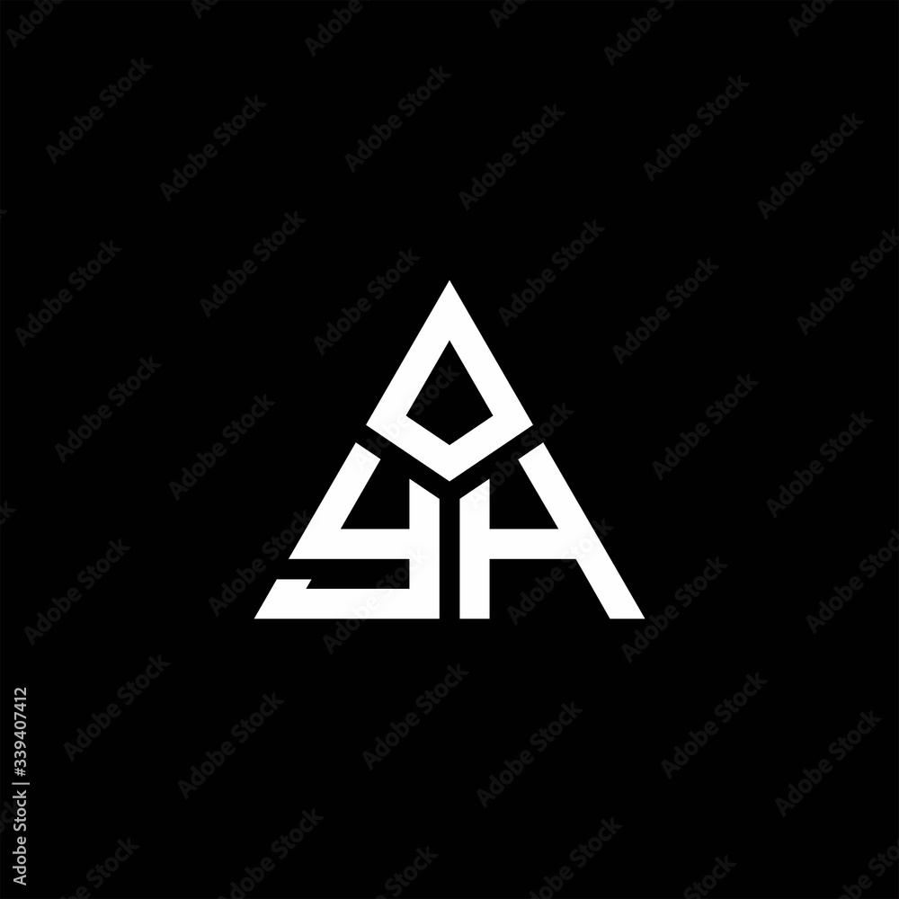 YH monogram logo with 3 pieces shape isolated on triangle YH monogram logo with 3 pieces shape isolated on triangle