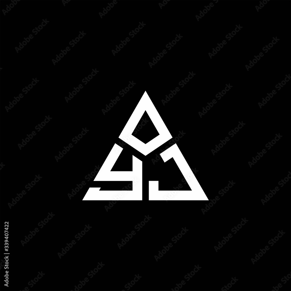 YJ monogram logo with 3 pieces shape isolated on triangle YJ monogram logo with 3 pieces shape isolated on triangle