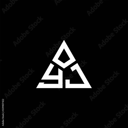 YJ monogram logo with 3 pieces shape isolated on triangle
