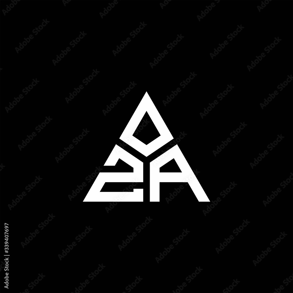 ZA monogram logo with 3 pieces shape isolated on triangle ZA monogram logo with 3 pieces shape isolated on triangle