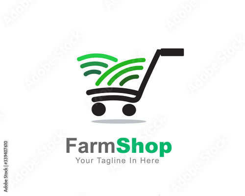 Farming land shopping cart logo design inspiration