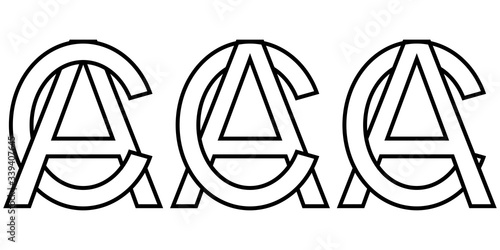 Logo sign ac ca icon sign two interlaced letters c and a vector logo ca, ac first capital letters pattern alphabet a, c