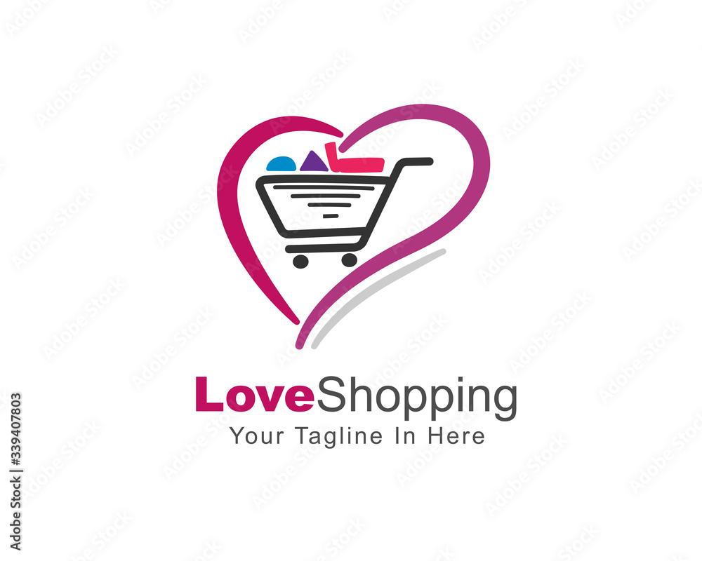 cart Shopping love logo design inspiration cart Shopping love logo design inspiration