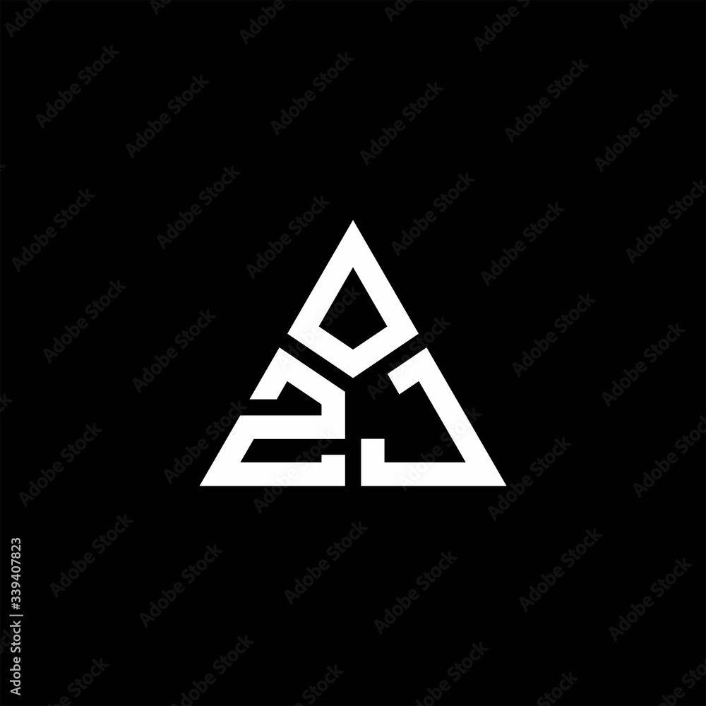 ZJ monogram logo with 3 pieces shape isolated on triangle ZJ monogram logo with 3 pieces shape isolated on triangle