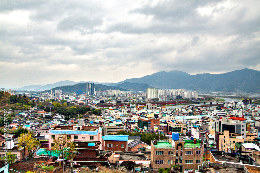 miryang city in korea village sky view